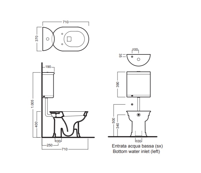 factory Wardrobe Skiing Set vas wc cu iesire verticala si rezervor la semi-inaltime HATRIA seria  DOLCEVITA YXXN01 + Y0U301 Vase wc - vase wc suspendat