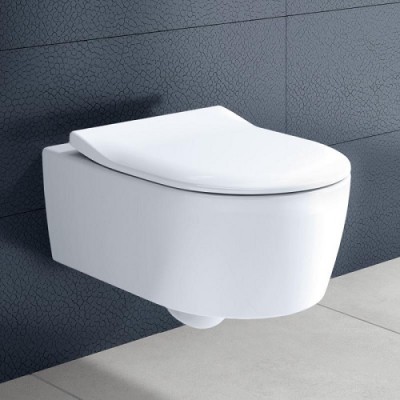 Set vas wc suspendat Direct Flush cu capac soft close slim Villeroy & Boch seria Avento 5656RS01 - amb