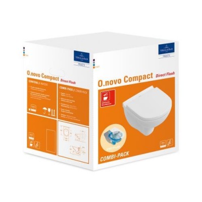 Set vas wc suspendat Direct Flush, Compact, cu capac soft close, Villeroy & Boch seria O Novo 5668HR01 - detaliu 5