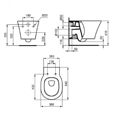 Vas wc suspendat AquaBlade Ideal Standard seria Connect Air E005401 teh