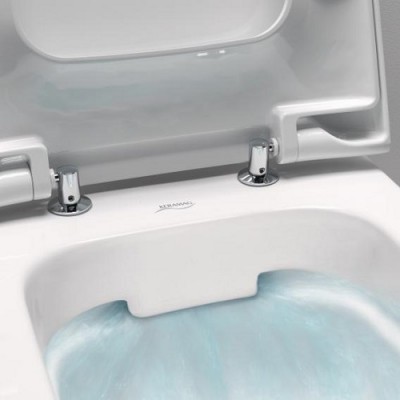 Set vas wc suspendat Rimless, cu capac soft close slim, Geberit Icon Square 201950000+571910000 d