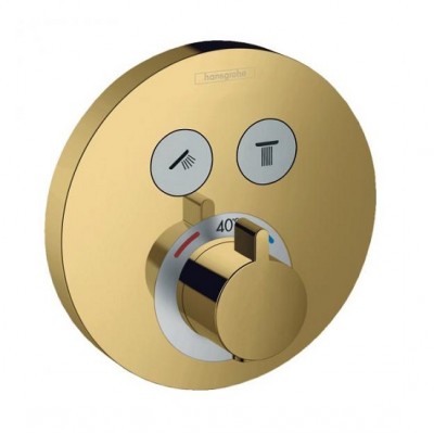 Baterie de dus termostatata, incastrata, auriu lucios (polished gold optic), Hansgrohe ShowerSelect S 15743990