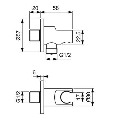 Cot racord cu suport para de dus Fixfit, gri inchis (magnetic grey), Ideal Standard IdealRain BC807A5 tech