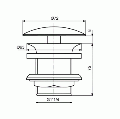 Ventil pentru lavoar fara preaplin, crom, Ideal Standard J3291AA tech