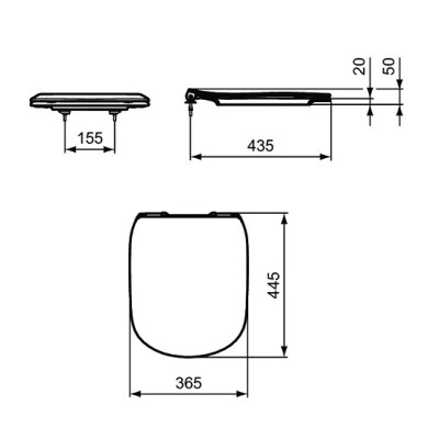 Capac soft close subtire vas wc, negru mat, Ideal Standard Tesi T3527V3 tech