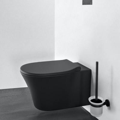 Vas wc suspendat cu fixare ascunsa, AquaBlade, cu capac soft close, negru mat, Ideal Standard Connect Air E0054V3+E0368V3 amb 2