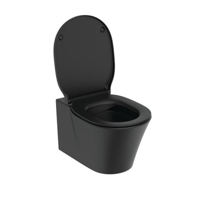 Vas wc suspendat cu fixare ascunsa, AquaBlade, cu capac soft close, negru mat, Ideal Standard Connect Air E0054V3+E0368V3 detaliu 2