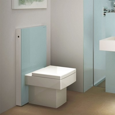 Modul sanitar pentru vas wc stativ, 101 cm, panou frontal din sticla mint, Geberit Monolith 131.001.SL.5