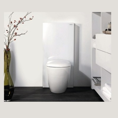 Modul sanitar pentru vas wc stativ, 101 cm, panou frontal din sticla alba, Geberit Monolith 131.001.SI.5 - amb 1