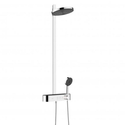 Sistem de dus Showerpipe 260 2jet EcoSmart, cu baterie termostatata ShowerTablet Select 400, crom, Hansgrohe Pulsify S 24241000