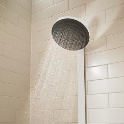 Sistem de dus Showerpipe 260 2jet EcoSmart, cu baterie termostatata ShowerTablet Select 400, alb mat (matt white), Hansgrohe Pulsify S 24241700 detaliu