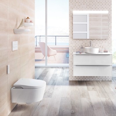 	Set vas wc Smart suspendat Rimless, cu functie de bideu si capac soft close, Roca Inspira In-Wash 803060001 - amb 2