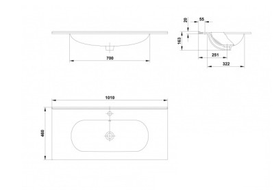 Lavoar dreptunghiular pentru mobilier de baie, Gala Klea 101 - tech