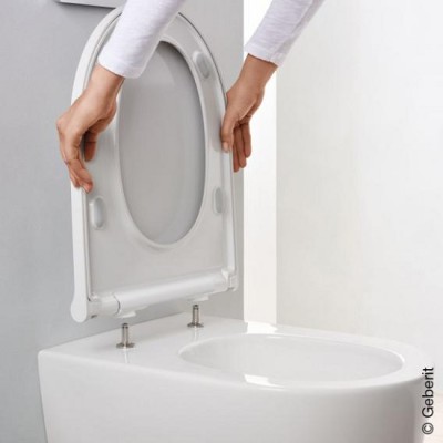 Set vas wc suspendat cu spalare verticala, TurboFlush alb, cu capac soft close alb, Geberit One 500.201.01.1 - detaliu 1
