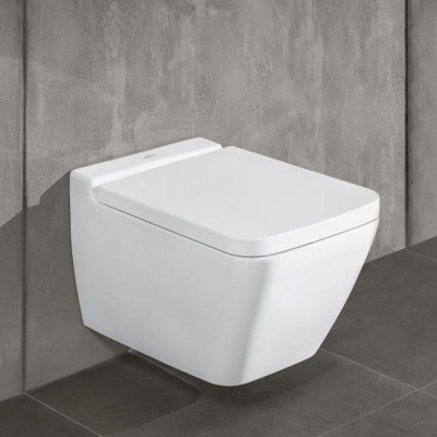 Vas wc suspendat Direct Flush, prindere ascunsa, alb, cu capac soft close, Villeroy & Boch Finion 4664R0R1+9M88S1R1 - amb 4