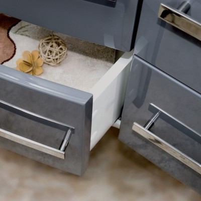 Set mobilier de baie cu lavoar marmura compozit Oristo Opal, gri lucios - detaliu