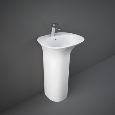 Lavoar freestanding 55x46 cm, ceramica sanitara, cu orificiu baterie, alb lucios, Rak Ceramics  Sensation SENFS5501AWHA - detaliu 1