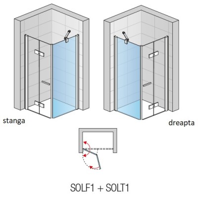Cabina de dus rectangulara, cu usa pliabila, Sanswiss Solino SOLF1+SOLT1 - tech