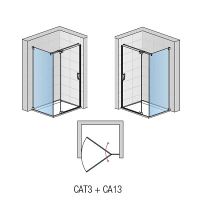Cabina de dus rectangulara, cu usa batanta dintr-o bucata cu parte fixa, Sanswiss Cadura CA13 + CAT3 - tech