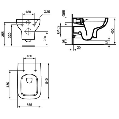 Vas wc suspendat Rimless, , Ideal Standard i.Life A T471701 - tech
