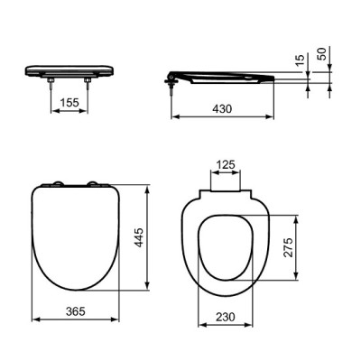 Capac vas wc, inchidere normala, Ideal Standard i.Life A T467501 - tech