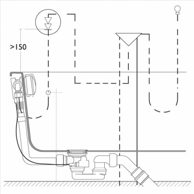 Sistem de scurgere si umplere prin preaplin, pentru cada de baie, Ideal Standard Multiplex Trio K7812AA - tech