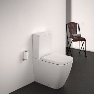 Set vas wc Rimless, Compact, cu rezervor alimentare laterala si capac normal, Ideal Standard i.Life S T500001+T499801+T473601 - amb 1