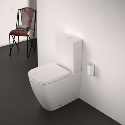 Set vas wc Rimless, Compact, cu rezervor alimentare laterala si capac normal, Ideal Standard i.Life S T500001+T499801+T473601 - amb 3