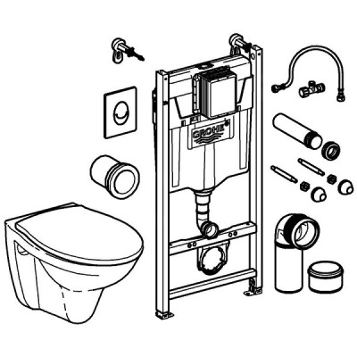 Set rama incastrata cu clapeta si vas wc suspendat cu capac soft close, Grohe Solido Compact 39116000 - detaliu 2