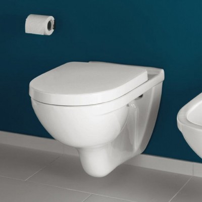 Set vas wc suspendat Direct Flush, Compact, cu capac soft close, Villeroy & Boch seria O Novo 5668HR01