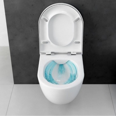 Set vas wc suspendat Rimless, cu capac soft close si rezervor incastrat, cu clapeta alba, Deante Peonia CDEA6ZPW - detaliu