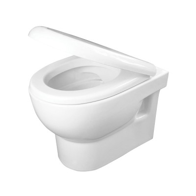 Set vas wc suspendat Compact Rimless, cu capac soft close si rezervor incastrat, cu clapeta auriu, Deante Avis CDAZ6ZPW - detaliu 2