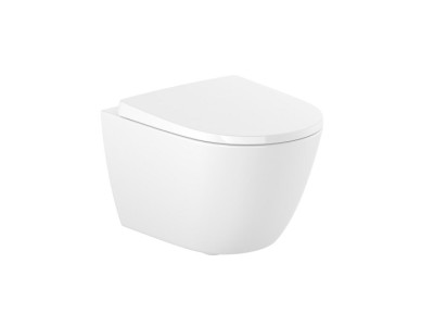 Set vas wc suspendat Compact, cu fixare ascunsa, cu capac soft close, alb, Roca Ona Rimless 346688000+801E22001 - detaliu
