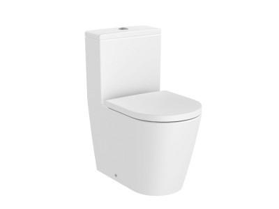 Set vas wc Rimless, BTW Compact, cu rezervor cu alimentare inferioara, Roca Inspira Round, alb mat 342529620+341520620