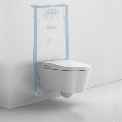 Set vas wc Smart suspendat Rimless, cu functie de bideu si capac soft close, Roca Inspira In-Wash 803060001 - amb 5