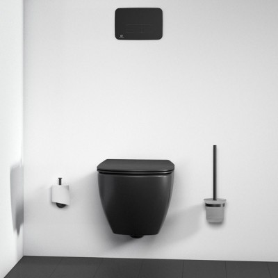 Vas wc suspendat Rimless, cu functie de bideu si fixare ascunsa, negru, Ideal Standard Tesi T5588V3 - amb 2