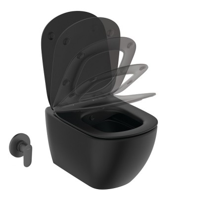 Vas wc suspendat Rimless, cu functie de bideu si fixare ascunsa, negru, Ideal Standard Tesi T5588V3 - detaliu 4