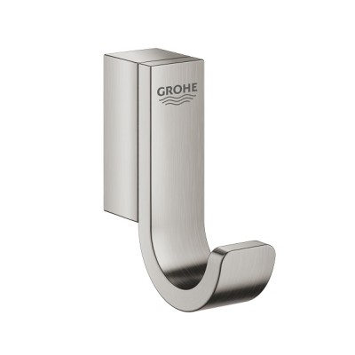 Cuier simplu baie, fixare ascunsa, crom mat (supersteel), Grohe Selection 41039DC0