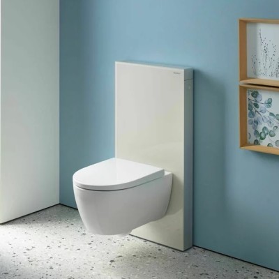 Modul sanitar pentru vas wc suspendat, 101 cm, panou frontal din sticla gri nisipiu, Geberit Monolith 131.021.JL.5