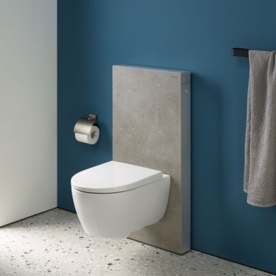 Modul sanitar pentru vas wc suspendat, 101 cm, panou frontal din piatra imitatie beton, Geberit Monolith 131.021.JV.5