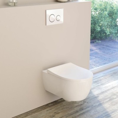 Vas wc suspendat Rimfree, Compact, forma inchisa, Geberit Icon alb mat 204070000