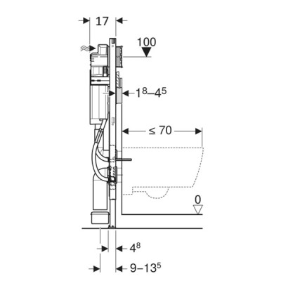 Rezervor incastrat 12 cm pentru WC suspendat dizabilitati, H112 cm Geberit seria Duofix Sigma 111.350.00.5 - tech 2