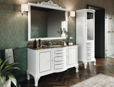 Set mobilier de baie cu blat lavoar si oglinda Eban seria Sofia 150 #165 Set