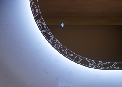 Set mobilier de baie cu lavoar rasina si oglinda LED, alb mat (Bianco opaco), Baden Haus Miami 55319+50170+44997 - detaliu 4
