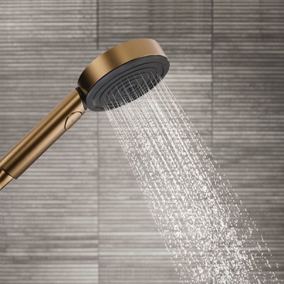 Sistem de dus Showerpipe 260 2jet EcoSmart, cu baterie termostatata ShowerTablet Select 400, bronz satinat (brushed bronze), Hansgrohe Pulsify S 24241140 - detaliu 4