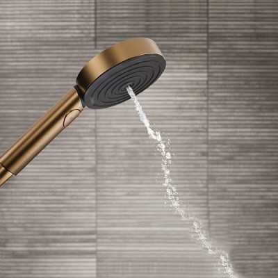 Sistem de dus Showerpipe 260 2jet EcoSmart, cu baterie termostatata ShowerTablet Select 400, bronz satinat (brushed bronze), Hansgrohe Pulsify S 24241140 - detaliu 5