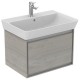 Mobilier de baie cu un sertar si lavoar Cube, Ideal Standard Connect Air, PS Gri deschis lemn (structura) + Alb mat (rama)