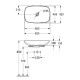 Lavoar pe blat dreptunghiular, 62 cm, negru mat, Villeroy & Boch Loop&Friends 4A5000S5 - tech