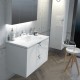 Mobilier de baie, cu lavoar marmura compozit, Oristo Siena - alb lucios