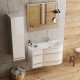 Set mobilier de baie cu lavoar marmura compozit Oristo Opal dreapta, alb lucios - amb 1